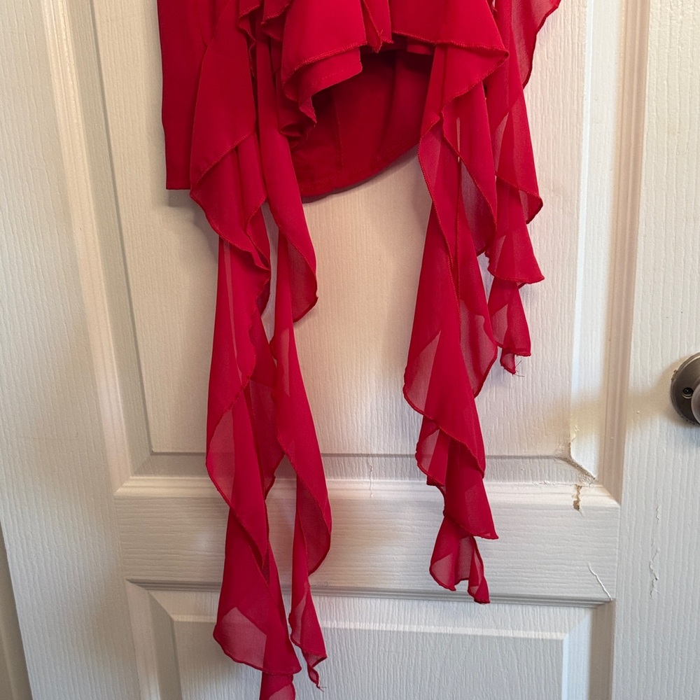 Pretty Little Thing Red Ruffle Dress - Picture 5 of 9